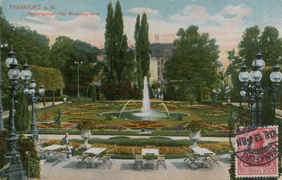 Frankfurt, Palmengarten, kukkapuutarha. Vuonna 1913 lähetetty postikortti. tekijältä German Photographer