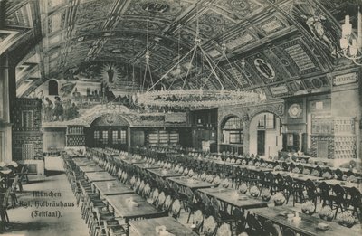 München, Hofbrauhaus. Postikortti lähetetty 11. maaliskuuta 1913. tekijältä German Photographer