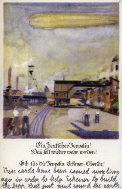 Saksalainen Zeppelin! (väri litho) tekijältä German School
