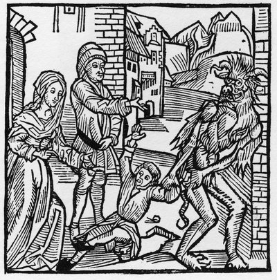 Paholainen vie lapsen hänen vanhempiensa silmien eteen, jotka olivat luvanneet hänelle sopimuksella - Knight Marquard vom Steinin "Der Ritter von Turn" tekijältä German School