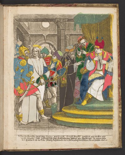 Sivu sarjasta kaiverruksia Jeesuksen Kristuksen elämästä, n. 1725 tekijältä German School