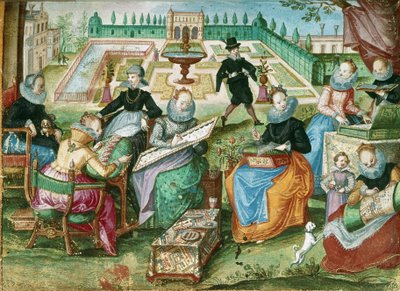 Add.1 7025 fol.50 Naiset istuvat koruompeleidensa ääressä, 