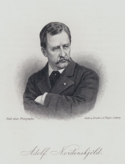Adolf Erik Nordenskiold, suomalainen geologi, mineralogi ja arktinen tutkimusmatkailija (kaiverrus) tekijältä German School