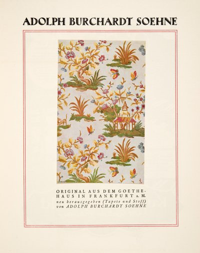 Adolph Burchardt Soehnen mainos, julkaisusta Styl, pub.1922 (pochoir-painatus). tekijältä German School