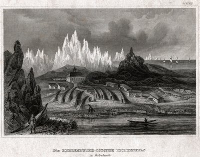 Akunnat, Grönlanti. (kaiverrus, n. 1850) tekijältä German School