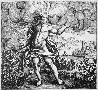 Alkemiallinen allegoria: Tuuli on kantanut sen kehossaan Michael Majerin (1687) Srutinium Chumicumista, joka on kuvattu 1800-luvun lopulla julkaistussa taikuuden historiassa tekijältä German School
