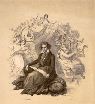 Ludwig van Beethovenin (1770-1827) allegorinen muotokuva tekijältä German School