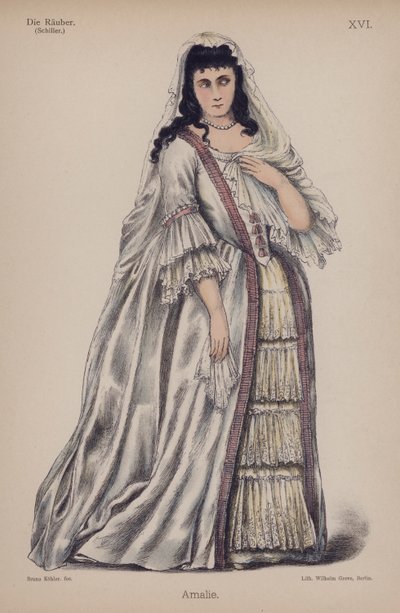 Amalie, Friedrich Schillerin teoksesta Die Rauber (The Robbers) (värilitho) tekijältä German School