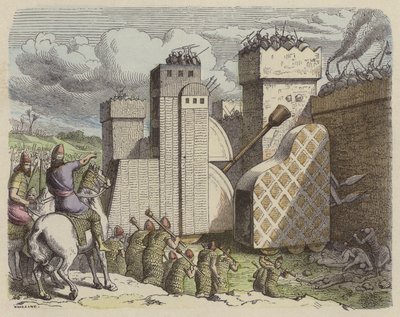 Assyrialainen armeija piirittämässä kaupunkia (värillinen kaiverrus) tekijältä German School