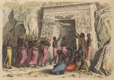 Muinainen egyptiläinen hautaus (värillinen kaiverrus) tekijältä German School