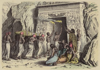 Muinainen egyptiläinen hautaus (värillinen kaiverrus) tekijältä German School