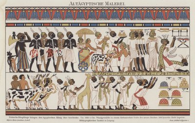 Muinainen egyptiläinen maalaus (väri litho) tekijältä German School