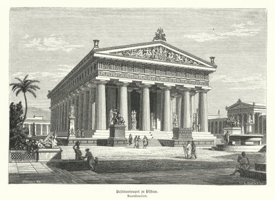 Muinainen kreikkalainen Heran temppeli, Paestum, Italia, jonka luuli aiemmin virheellisesti omistetun Poseidonille (kaiverrus) tekijältä German School