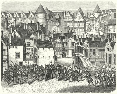 Antwerpen, kun espanjalaiset ryöstivät kaupungin, joka tunnetaan nimellä Spanish Fury tekijältä German School