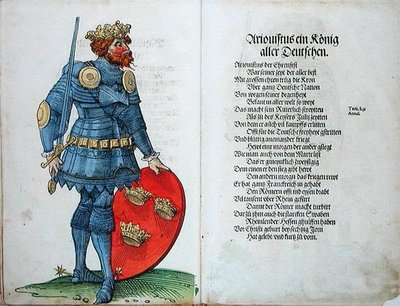 Ariovistus, saksalaisten kuningas, teoksesta "Saksan kansakunnan kahdentoista ensimmäisen vanhan kuninkaan ja ruhtinaan alkuperä" tekijältä German School