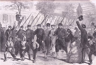 Preussilaisten vankien saapuminen Pariisiin Bagneunia edeltävän taistelun jälkeen, Cassells History of the War Ranskan ja Saksan välillä, julkaisija Cassell and Company Limited, n. 1890 (litho) tekijältä German School
