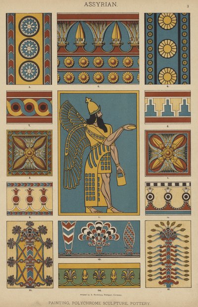 Assyrialainen, Maalaus, Monivärinen veistos, Keramiikka (väri litho) tekijältä German School