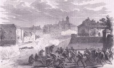Attack on Le Bourget, Cassells, Ranskan ja Saksan välisen sodan historia, julkaisija Cassell and Company Limited, n. 1890 (litho) tekijältä German School