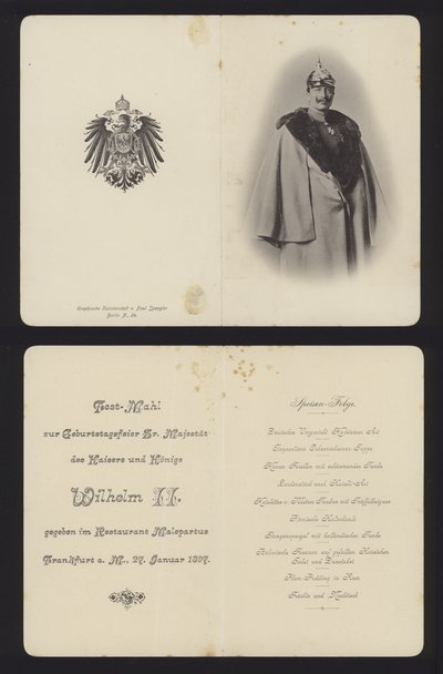 Juhla Saksan keisari Wilhelm II:n syntymäpäivän kunniaksi Frankfurtissa 27. tammikuuta 1897 (litho) tekijältä German School