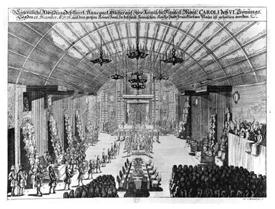 Juhlat Frankfurt-am-Mainin Romer-salissa Kaarle VI:n (1685-1740) kruunajaisten kunniaksi 22. joulukuuta 1711 tekijältä German School