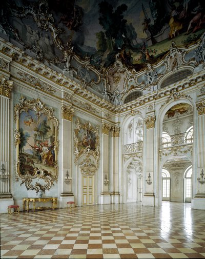 Barokkitide: Näkymä Suurelle Salonille. 1600-luvun palatsi Nymphenburg, München, Saksa tekijältä German School