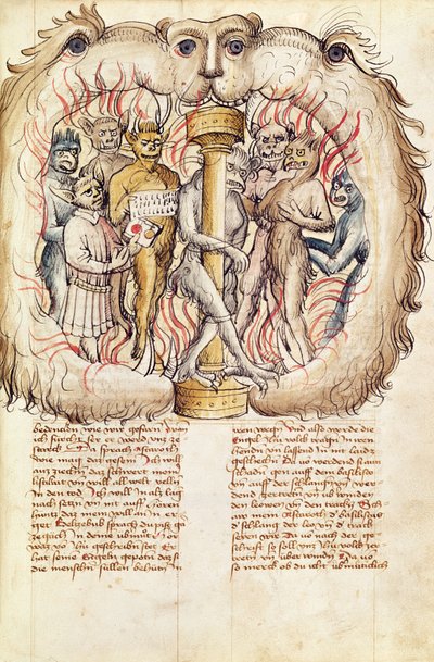 Belial ja demonit, Antonius Ruttel de Parmenchingenin teoksesta "Proces de Belial de J. de Therano", 1450 tekijältä German School