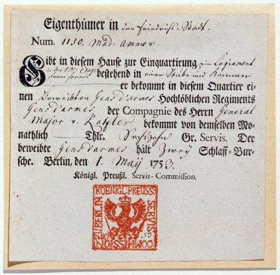 Laskutusseteli, 1759 (tulostus ja kynä ja muste) tekijältä German School