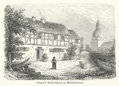 Saksalaisen runoilijan Gottfried August Buergerin syntymäpaikka Molmerswende (kaiverrus) tekijältä German School