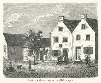 Birthplace of the German author, philosopher and Lutheran theologian Johann Gottfried von Herder, Mohrungen (engraving) tekijältä German School