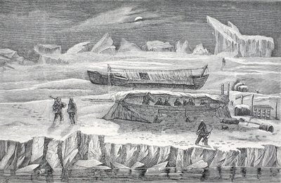 Bivouac in Boats, pub. Lontoo 1874 tekijältä German School