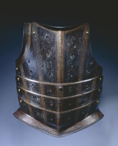 Rintakilpi husaarin kiirasta, n. 1580 (etsattu ja kullattu teräs) tekijältä German School