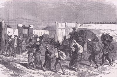 Tuoda vihanneksia lähiöistä, Cassells History of the War välillä Ranskan ja Saksan julkaisija Cassell and Company Limited, n. 1890 (litho) tekijältä German School