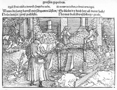 Rakennus, n. 1520 (puupiirros) tekijältä German School