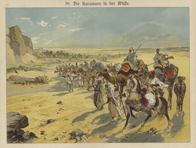 Karavaani Arabian autiomaassa (väri litho) tekijältä German School