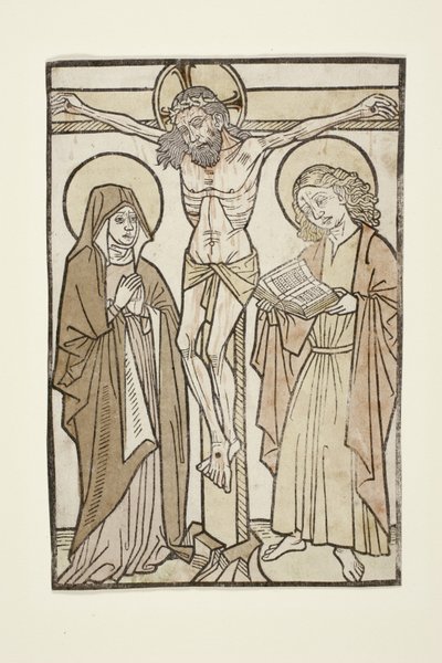 Kristus ristillä Marian ja Pyhän Johanneksen välillä, 1460-70 tekijältä German School