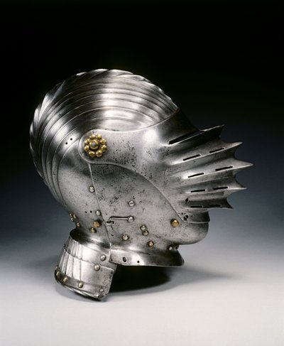 Maximilian-tyylinen sulkukypärä, n. 1520 (teräs ja messinki) tekijältä German School