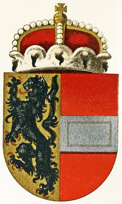 Salzburgin vaakuna, prinssin hattu kilvessä, n. 1898 tekijältä German School