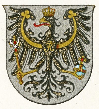 Preussin kuningaskunnan ja myöhemmin Itä-Preussin maakunnan vaakuna, n. 1898 tekijältä German School