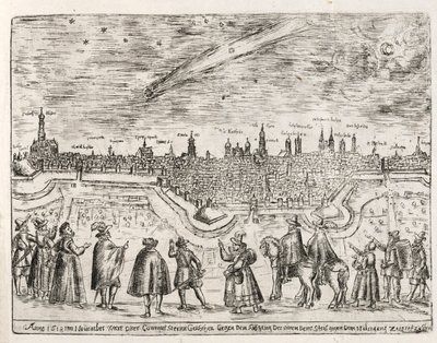 Komeetta nähty Augsburgissa marraskuun lopussa 1618, pub. 1618. tekijältä German School