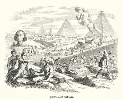 Pyramidien rakentaminen, muinainen Egypti (kaiverrus) tekijältä German School