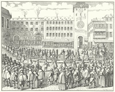Pyhän Rooman keisarin Mattiaksen kruunauskulkue vuonna 1612. tekijältä German School