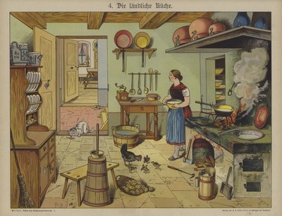 Maalaiskeittiö (väri litho) tekijältä German School