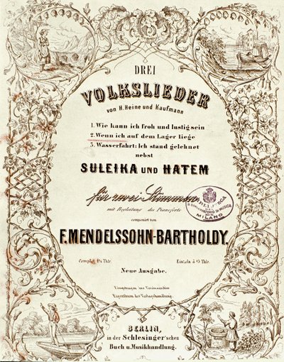 Felix Mendelssohnin kansikuva Drei Volksliederille tekijältä German School