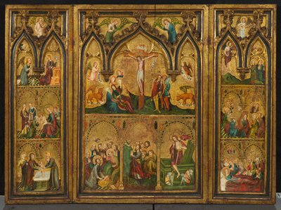 Ristiinnaulitseva triptyykki (tunnetaan aiemmin nimellä Estouteville-triptyykki), n. 1374 (tempera paneelissa) tekijältä German School