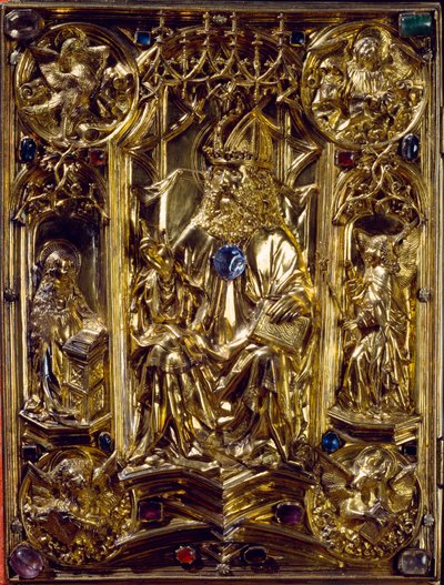 Das Reichsevangeliar Angels ja neljän evankelistan symbolit. Aachenin evankelinen. 800-luvun Kunsthistorisches Museum, Wien tekijältä German School