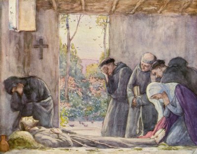 Pyhän Franciscus Assisilaisen kuolema (värilitografia) tekijältä German School