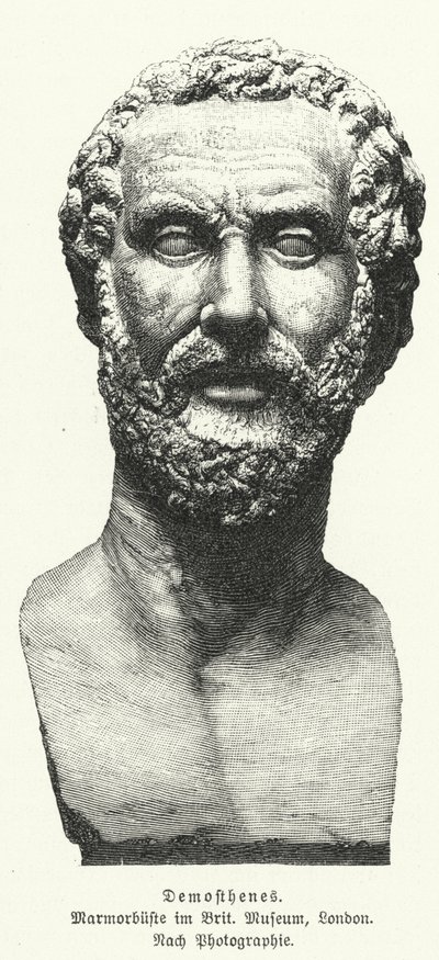 Demosthenes, antiikin Kreikan valtiomies ja puhuja (litho) tekijältä German School