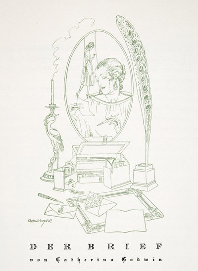 Der Brief kirjoittanut Catherina Godwin, Styl, pub.1922 (pochoir print) tekijältä German School