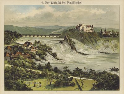 Reinin putoukset lähellä Schaffhausenia (väri litho) tekijältä German School