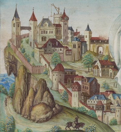 Yksityiskohta Ristiinnaulitsemisesta, saksalainen kaupunki, 1400-luvun loppupuoli (tempera ja kulta pergamentille). tekijältä German School